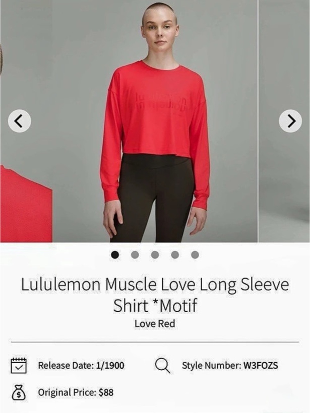 lululemon Muscle Love Long Sleeve Shirt *Motif Love Red